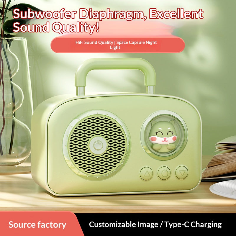 ๐ Cute Portable Bluetooth 5.3 Speaker, 5W Hi-Fi Mini Wireless Speaker Support TF Card AUX FM Radio, Type-C Rechargeable Small Outdoor Speaker