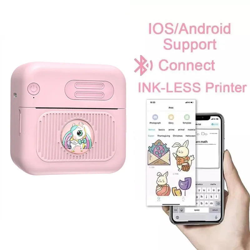 đ Cute Portable Mini Thermal Printer, Wireless Bluetooth Inkless Sticker Printer for Kids, Homework Error Note, DIY Label Photo Memo, Full Accessory Bundle Included