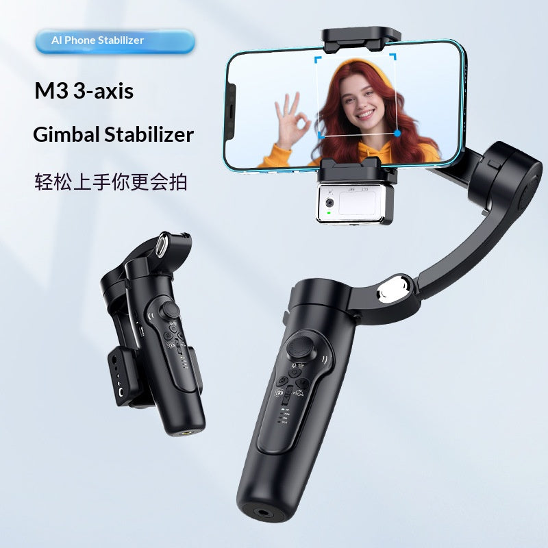 📱 3-Axis AI Phone Gimbal Stabilizer, Smart AI Face Tracking & Gesture Control Handheld Smartphone Gimbal, 280g Load Vlog Live Stream Video Stabilizer for iPhone Android