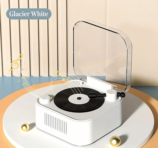 🎵 Retro Vinyl Turntable Style Bluetooth 5.0 Speaker, Spinning Record Decor Mini Stereo Speaker Support TF AUX USB, Rechargeable Portable Vintage Desk Decor Speaker for Bedroom Home