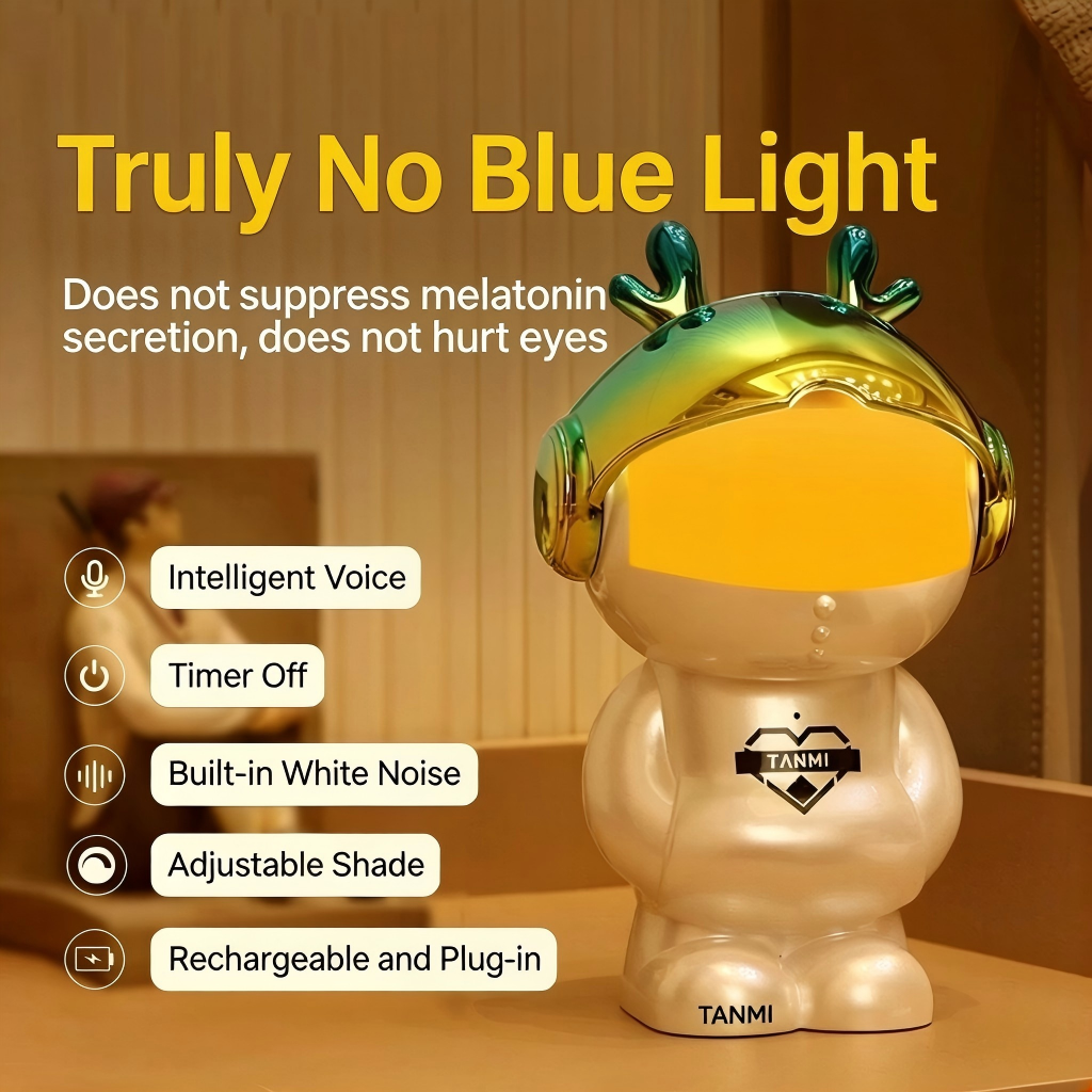 🌙 2-in-1 White Noise Baby Night Light, Zero Blue Light Newborn Sleep Lamp with 10 Soothing Sounds, Voice Control, Auto Timer & Bluetooth Dimmable Nursery Lamp