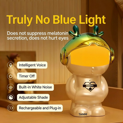 🌙 2-in-1 White Noise Baby Night Light, Zero Blue Light Newborn Sleep Lamp with 10 Soothing Sounds, Voice Control, Auto Timer & Bluetooth Dimmable Nursery Lamp